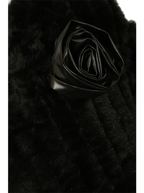 Poncho in faux fur con spilla floreale Nero BLUGIRL | PF5001 T030022222